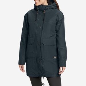 Eddie Bauer Rainfoil Insulated Parka NEW Women’s Large Black Jacket